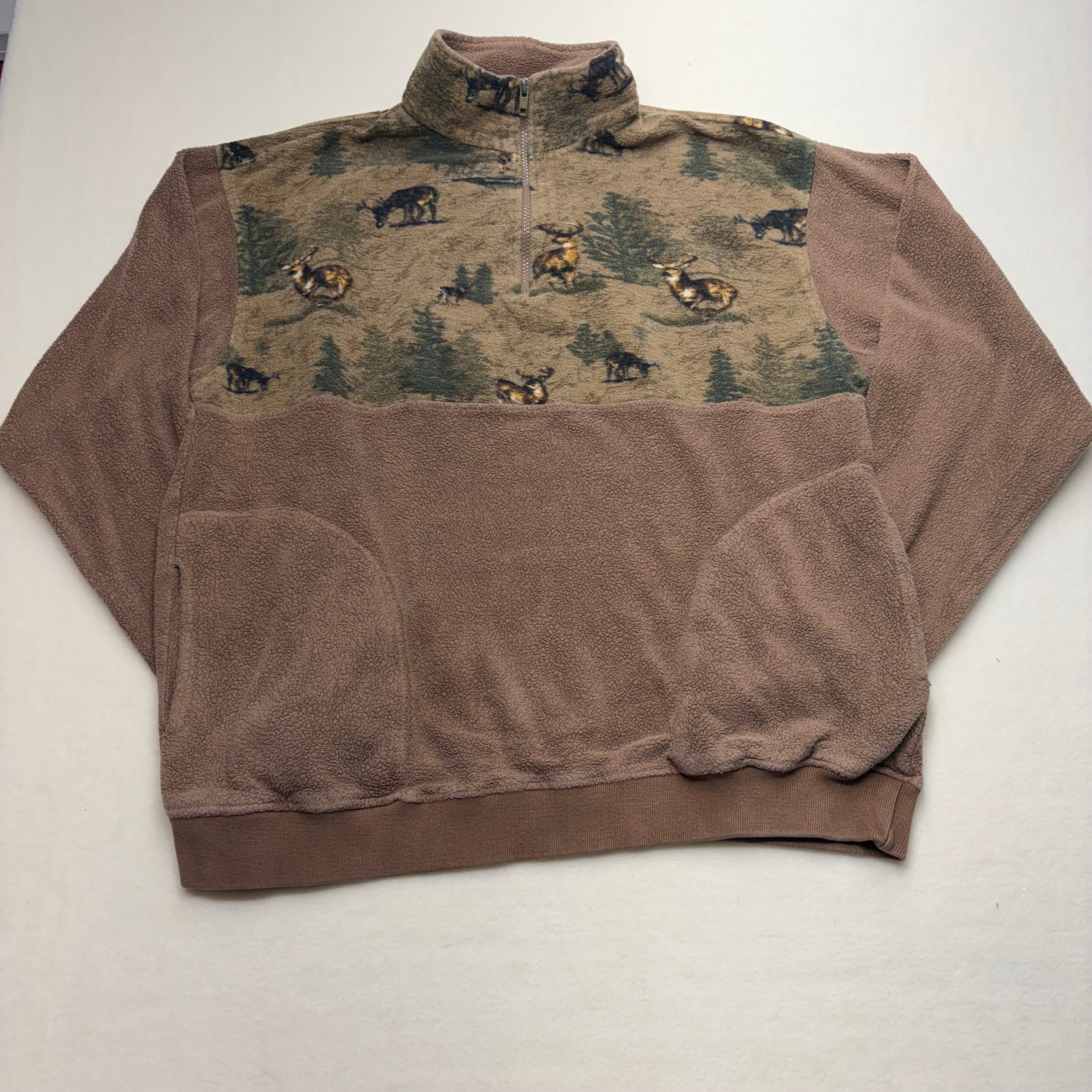 Deer pattern quarter zip